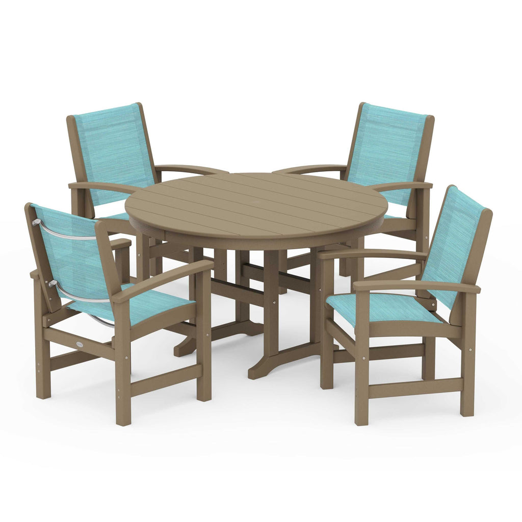 Coastal 5-Piece Round Farmhouse Dining Set