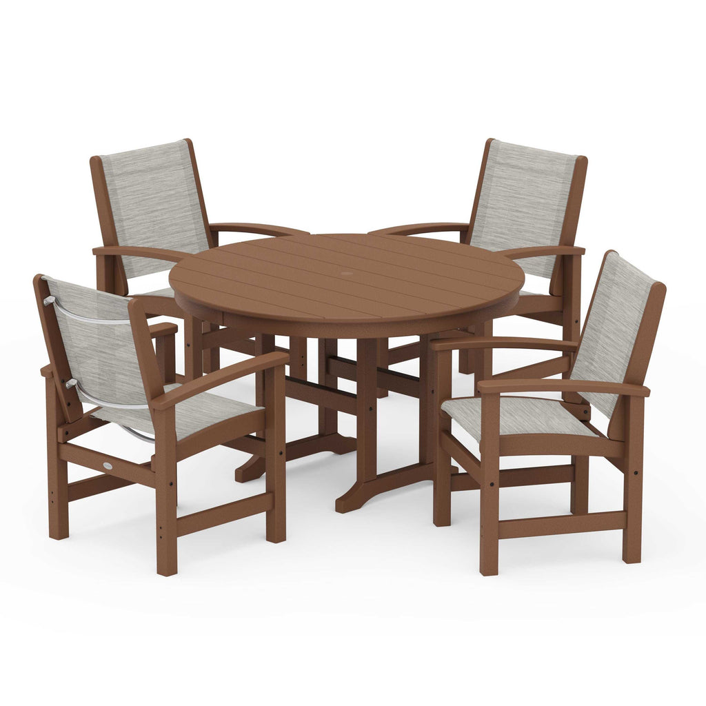 Coastal 5-Piece Round Farmhouse Dining Set