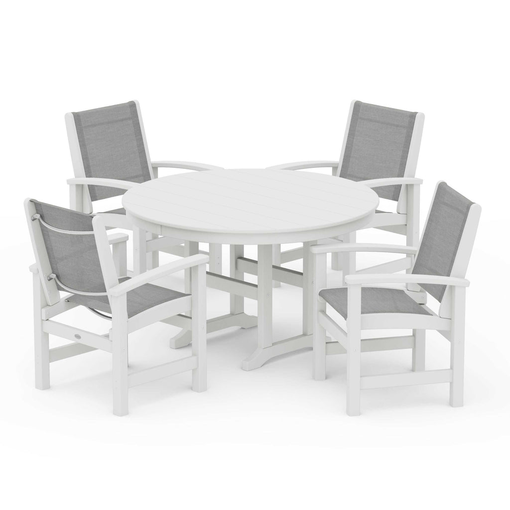 Coastal 5-Piece Round Farmhouse Dining Set