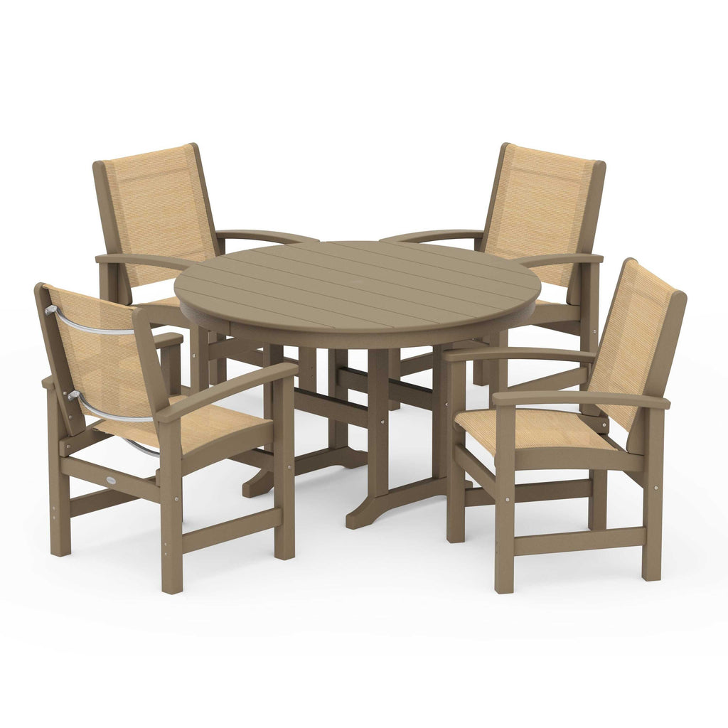 Coastal 5-Piece Round Farmhouse Dining Set