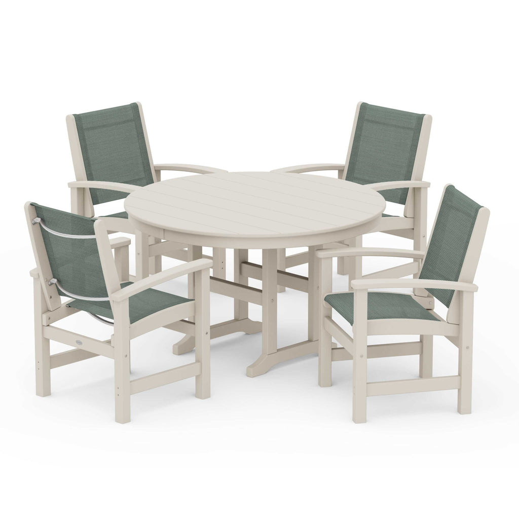 Coastal 5-Piece Round Farmhouse Dining Set