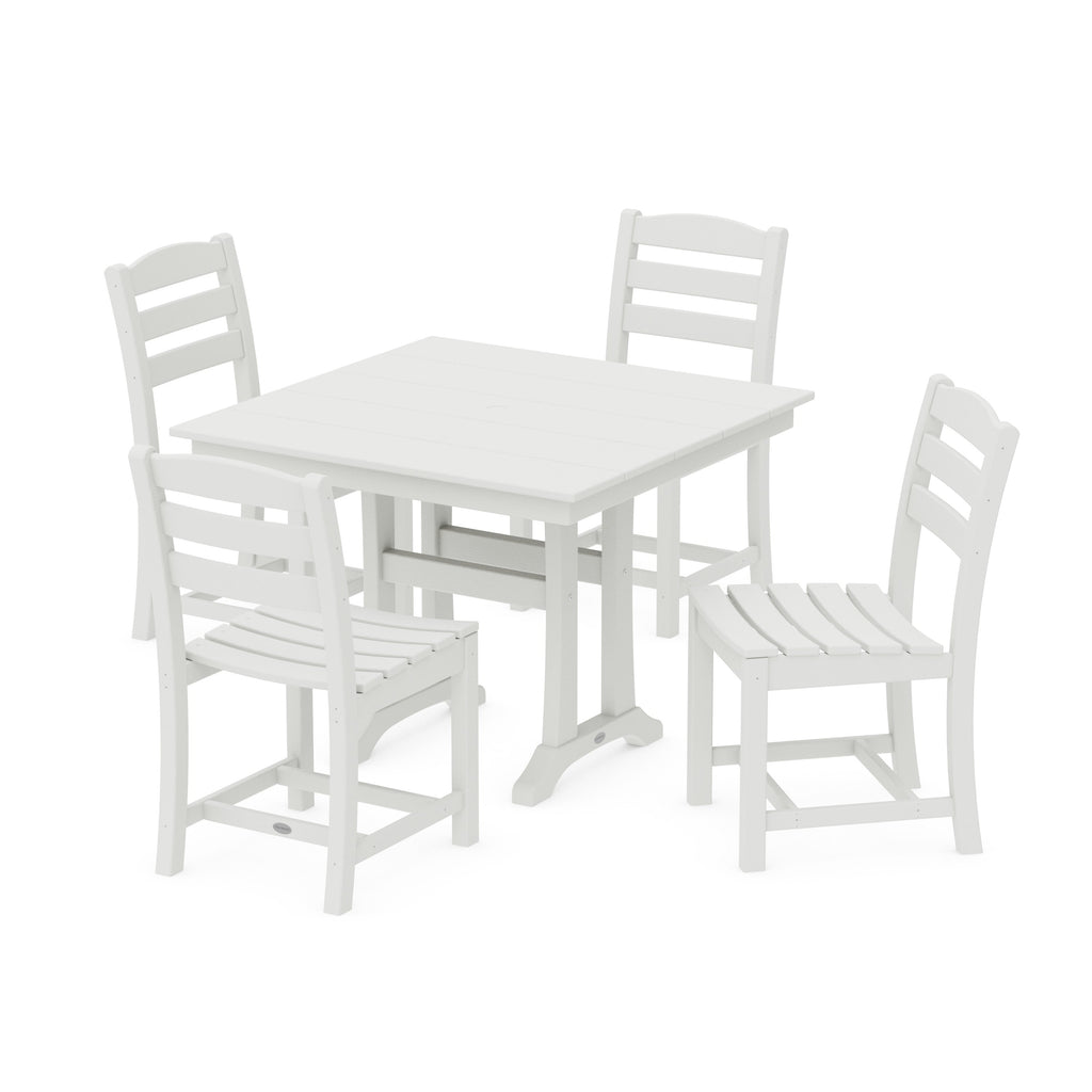 La Casa Café 5-Piece Farmhouse Trestle Side Chair Dining Set