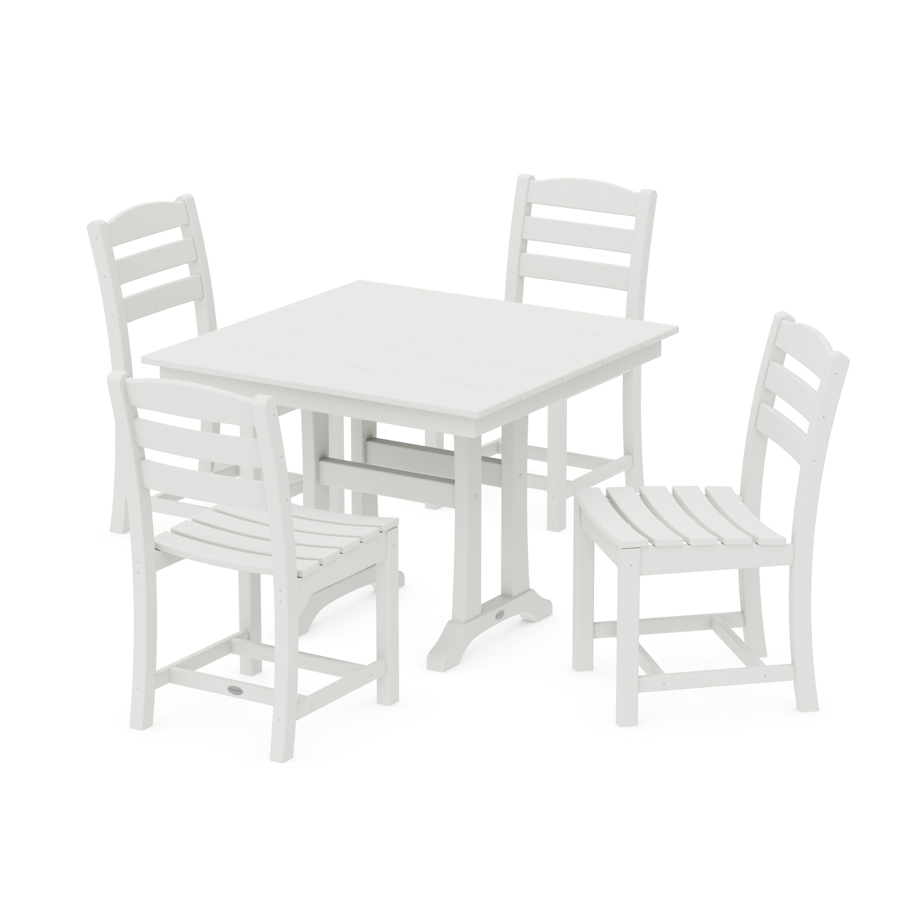 La Casa Café 5-Piece Farmhouse Trestle Side Chair Dining Set