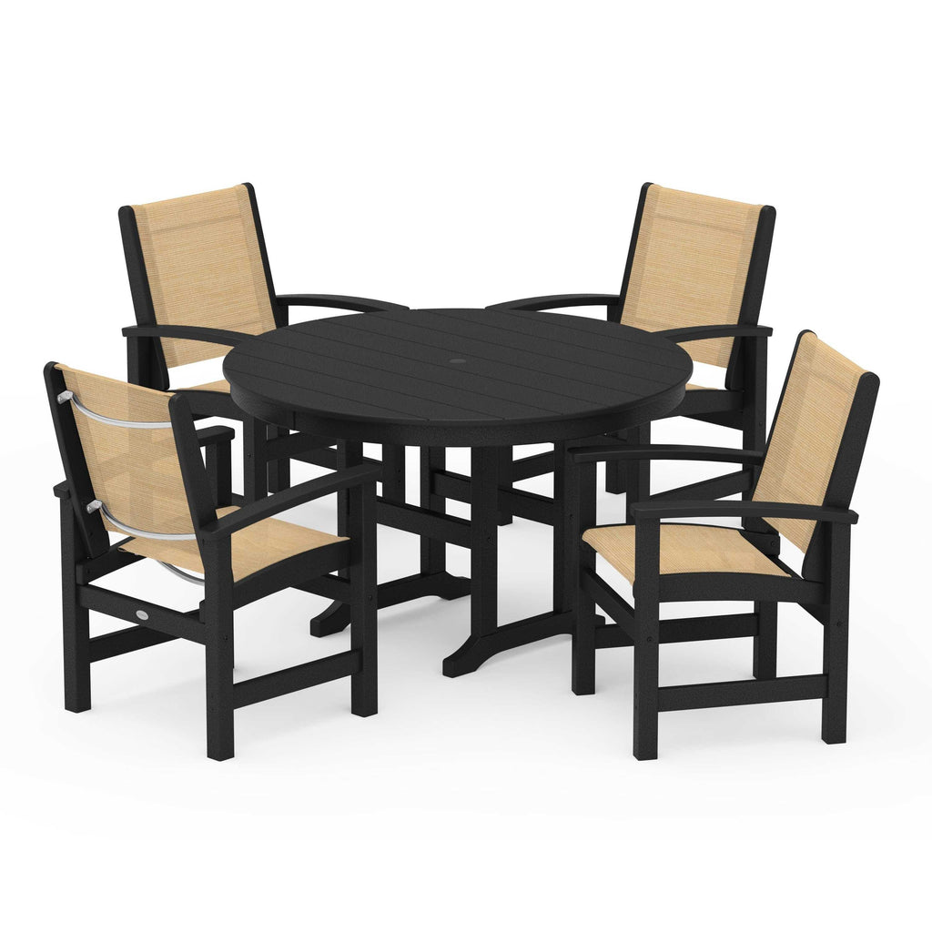 Coastal 5-Piece Round Farmhouse Dining Set