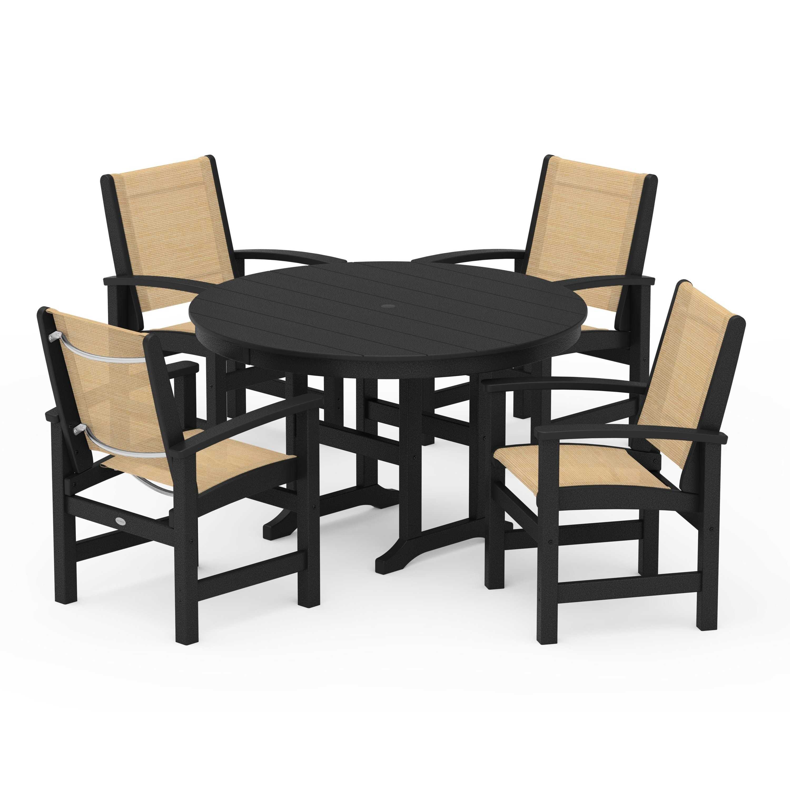 Coastal 5-Piece Round Farmhouse Dining Set