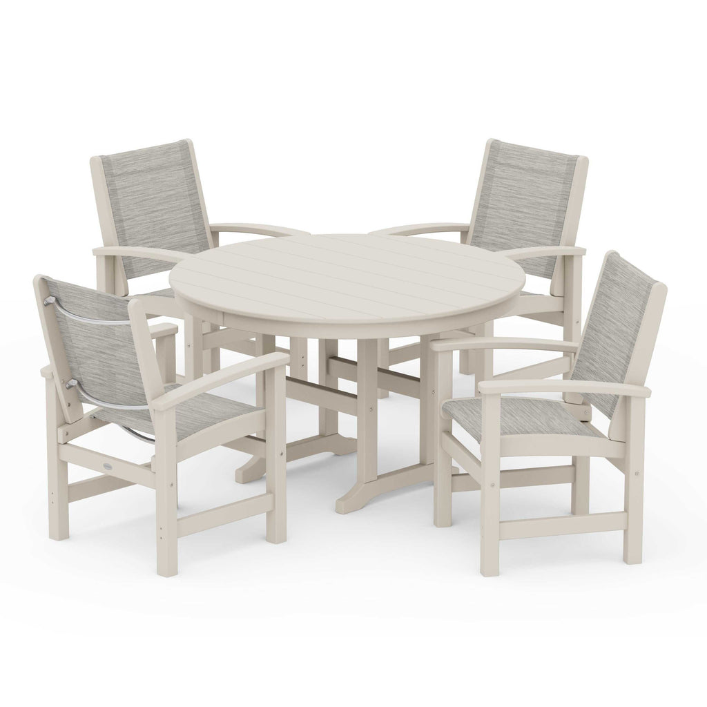 Coastal 5-Piece Round Farmhouse Dining Set