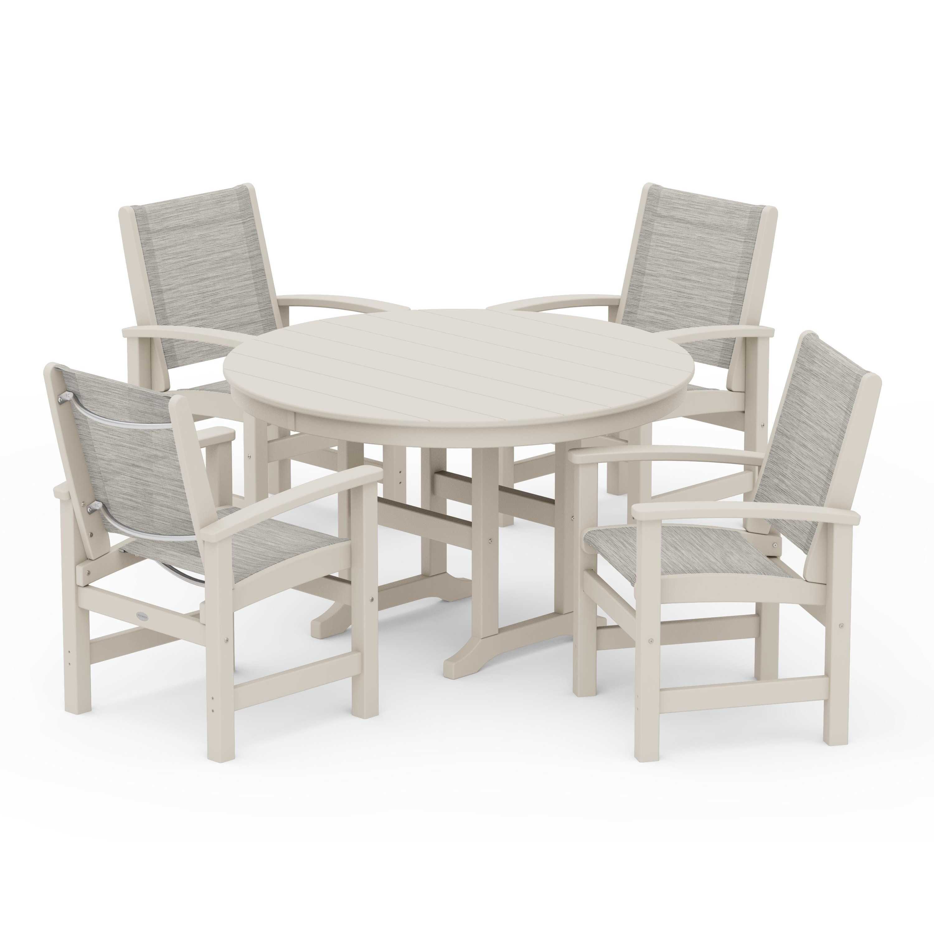 Coastal 5-Piece Round Farmhouse Dining Set