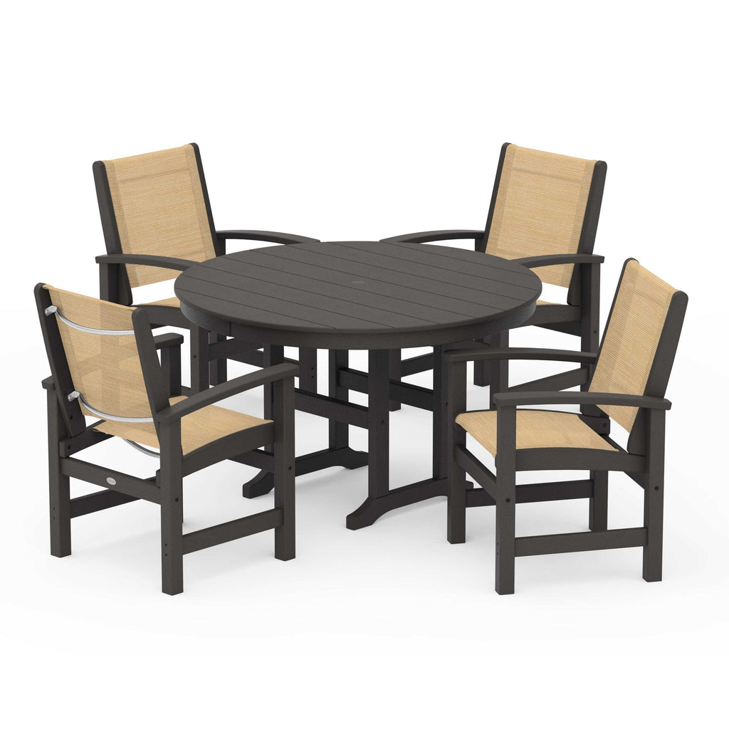 Coastal 5-Piece Round Farmhouse Dining Set