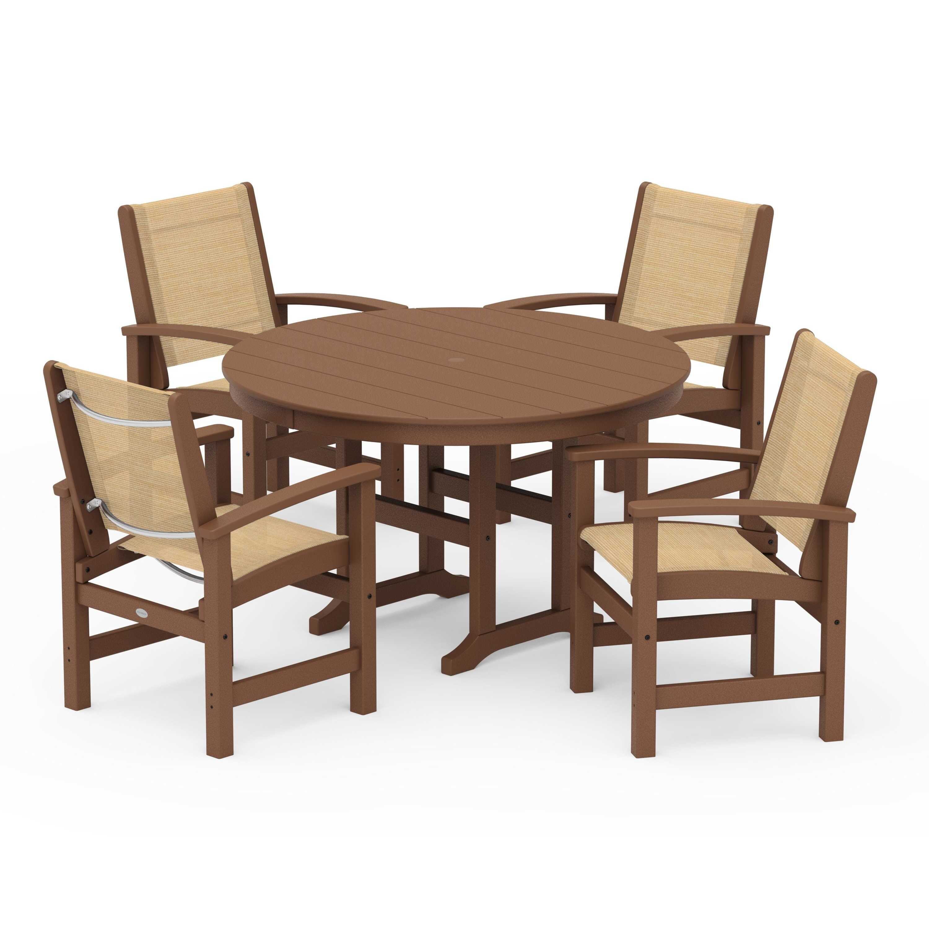 Coastal 5-Piece Round Farmhouse Dining Set