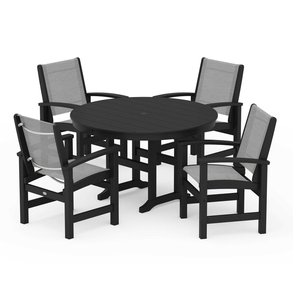 Coastal 5-Piece Round Farmhouse Dining Set