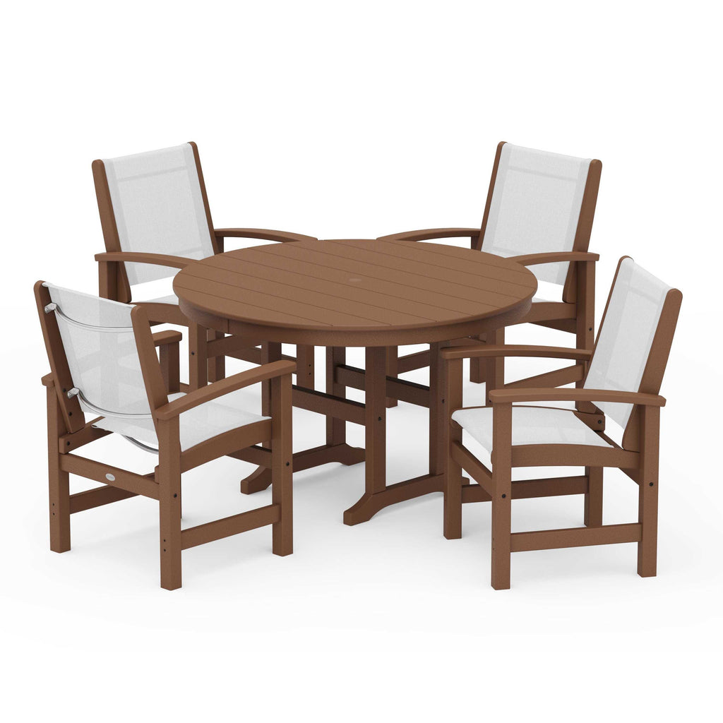 Coastal 5-Piece Round Farmhouse Dining Set