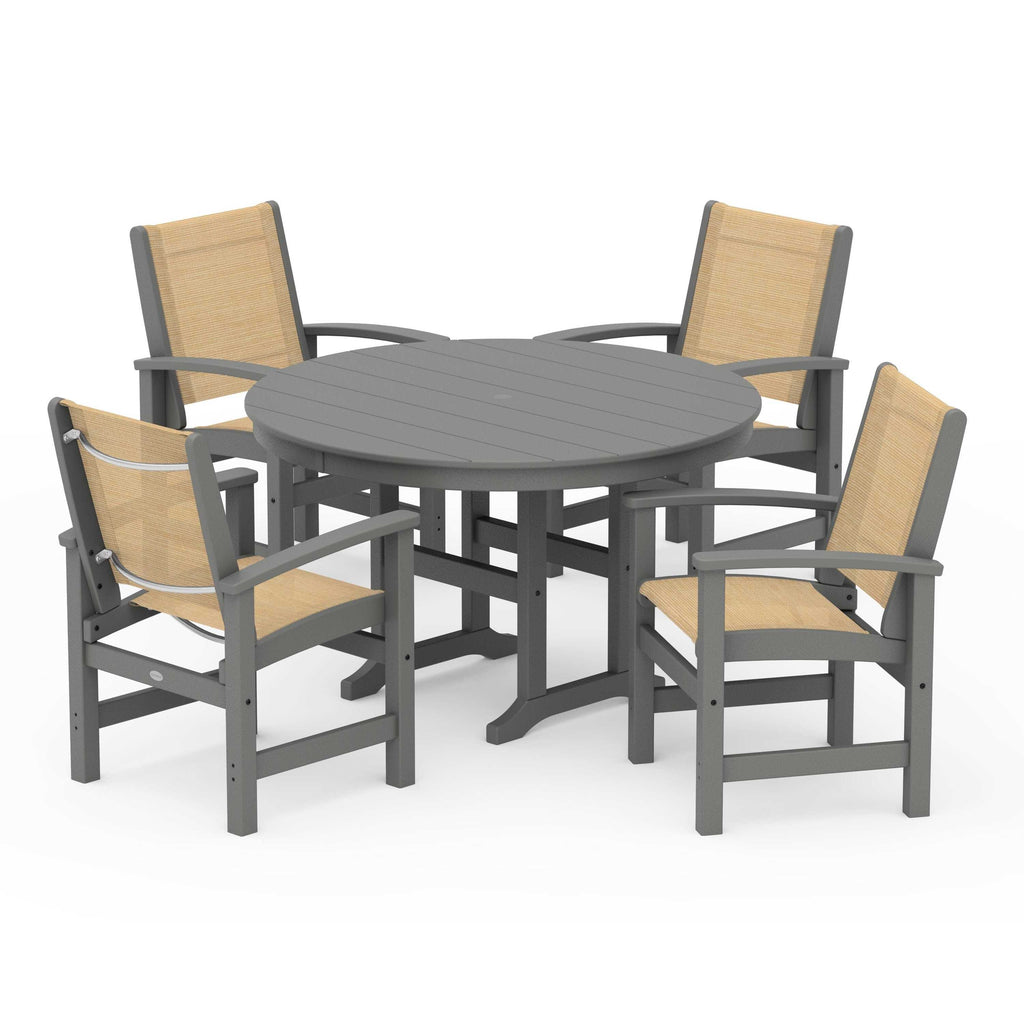 Coastal 5-Piece Round Farmhouse Dining Set