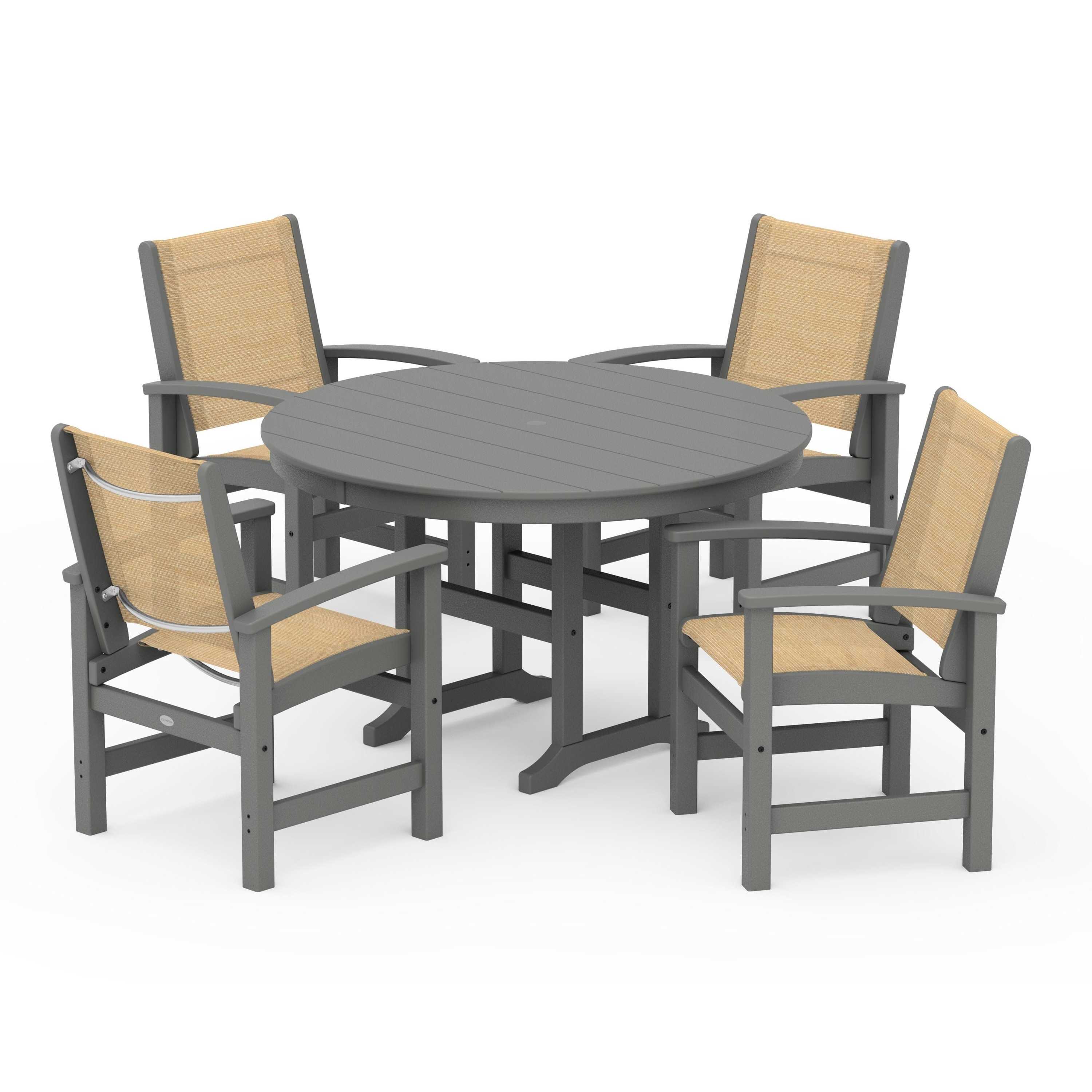 Coastal 5-Piece Round Farmhouse Dining Set