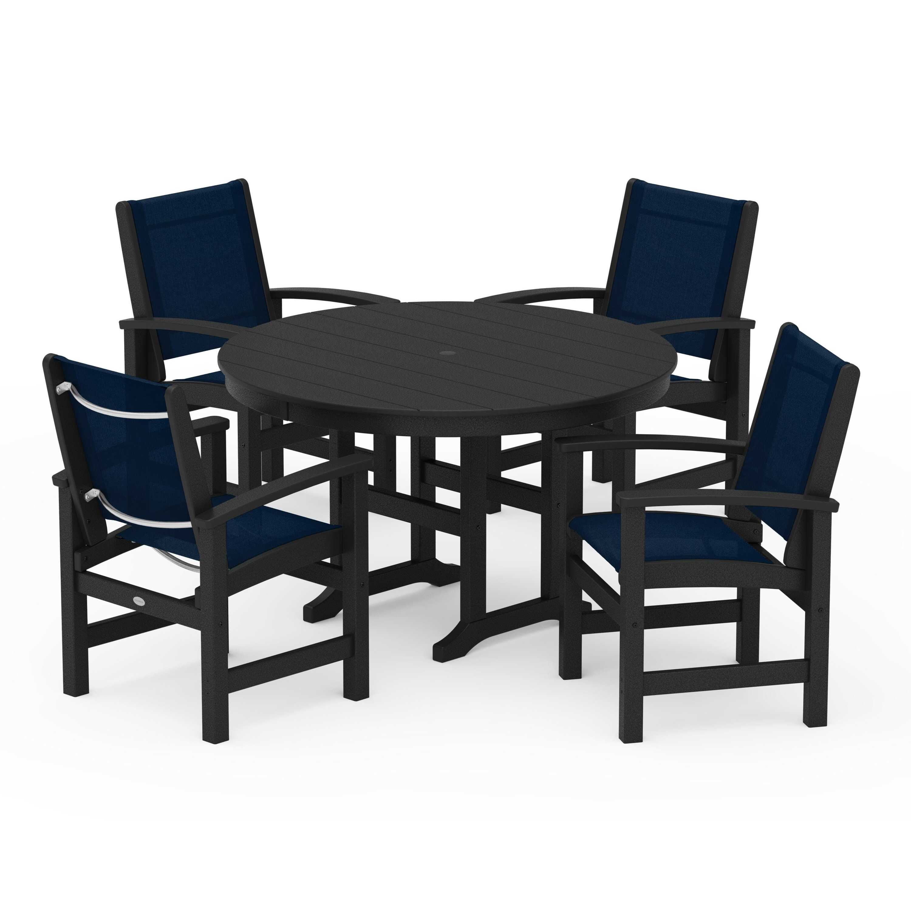 Coastal 5-Piece Round Farmhouse Dining Set