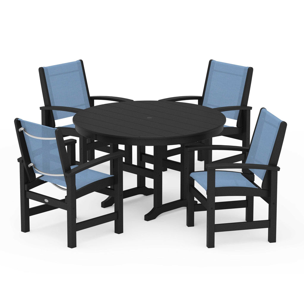 Coastal 5-Piece Round Farmhouse Dining Set