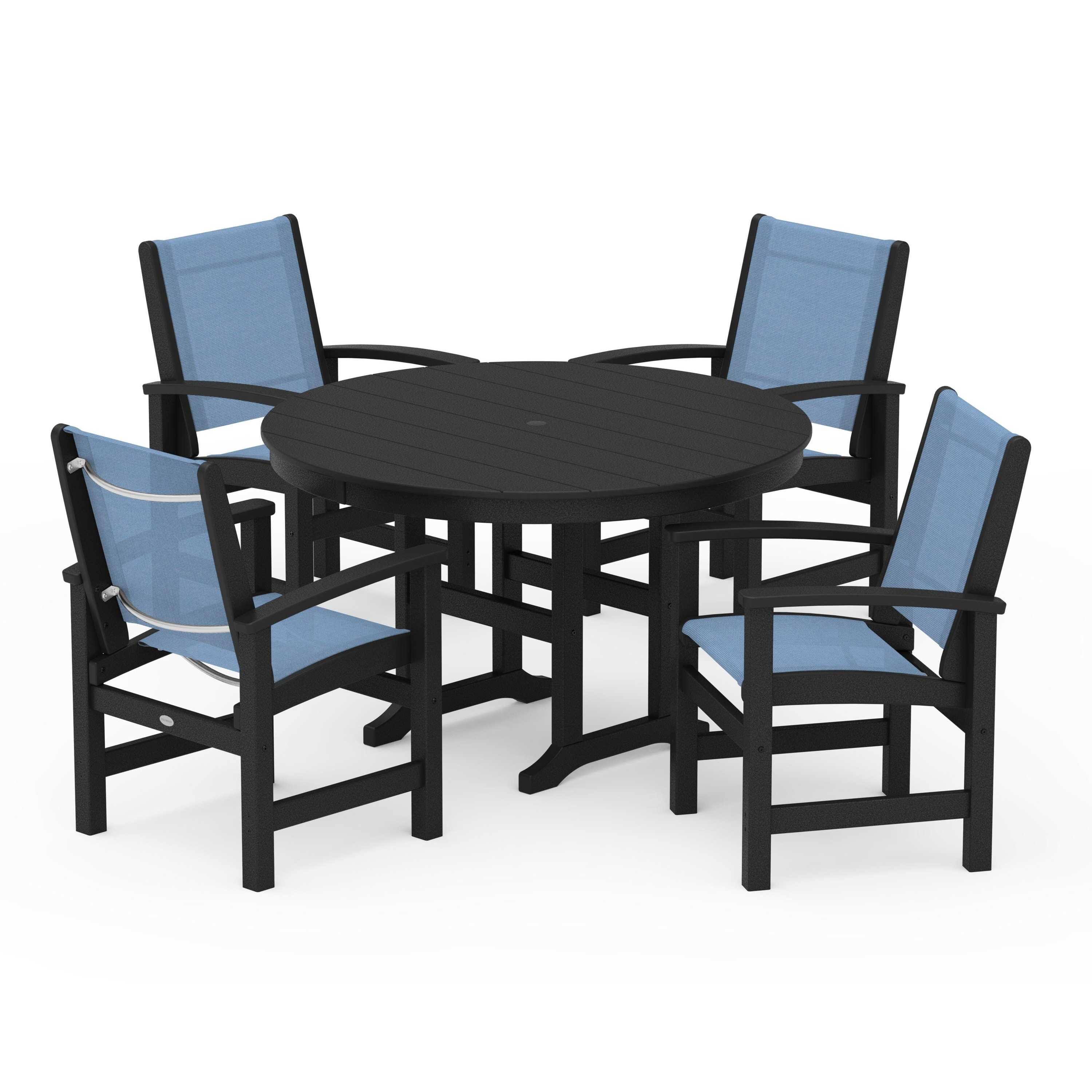 Coastal 5-Piece Round Farmhouse Dining Set