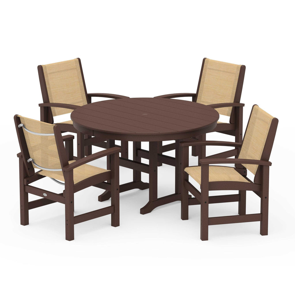 Coastal 5-Piece Round Farmhouse Dining Set
