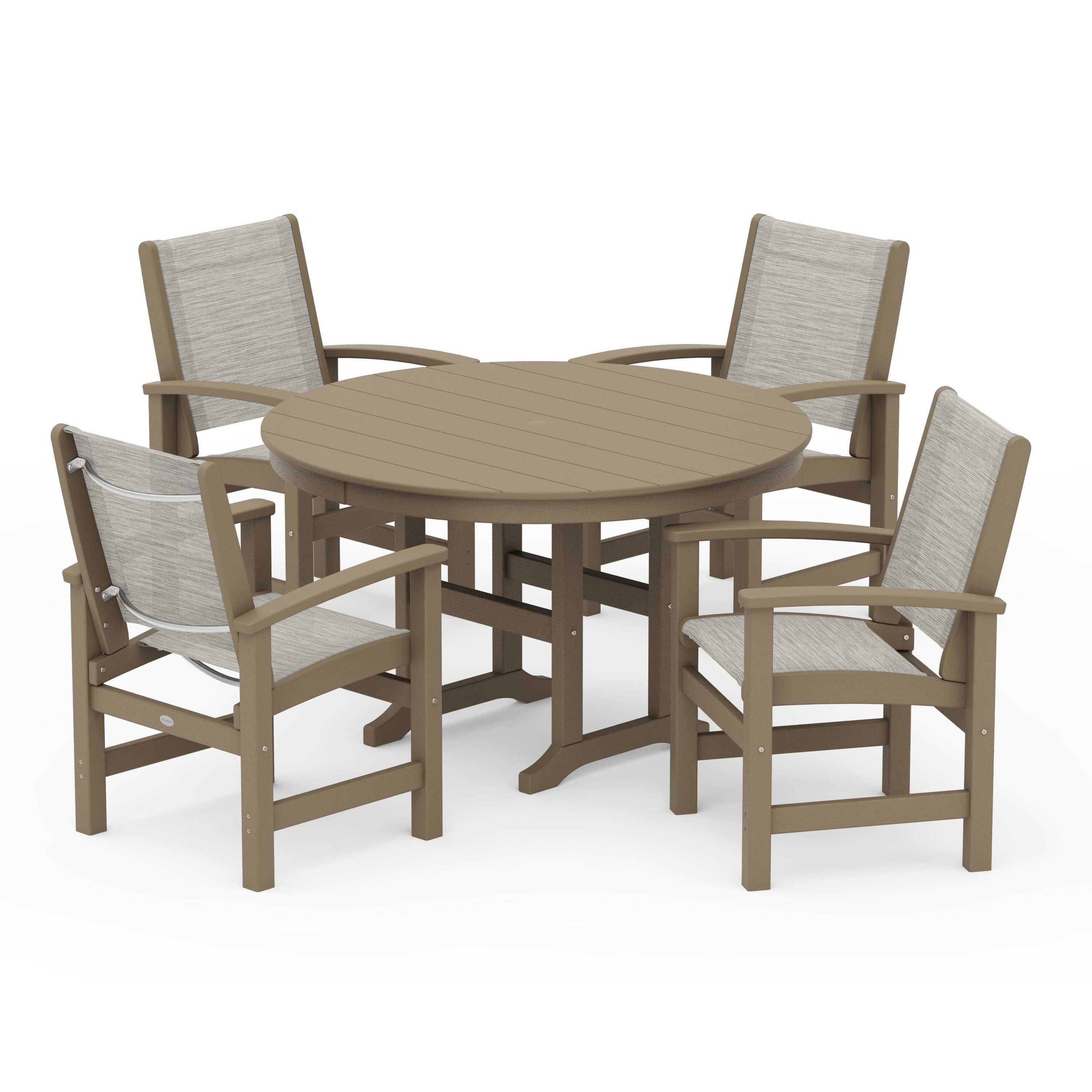 Coastal 5-Piece Round Farmhouse Dining Set