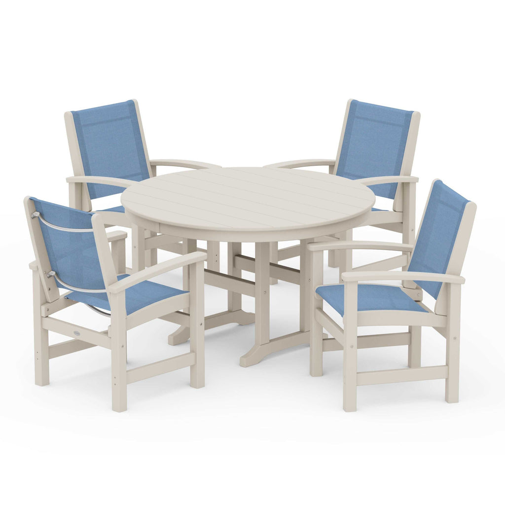 Coastal 5-Piece Round Farmhouse Dining Set