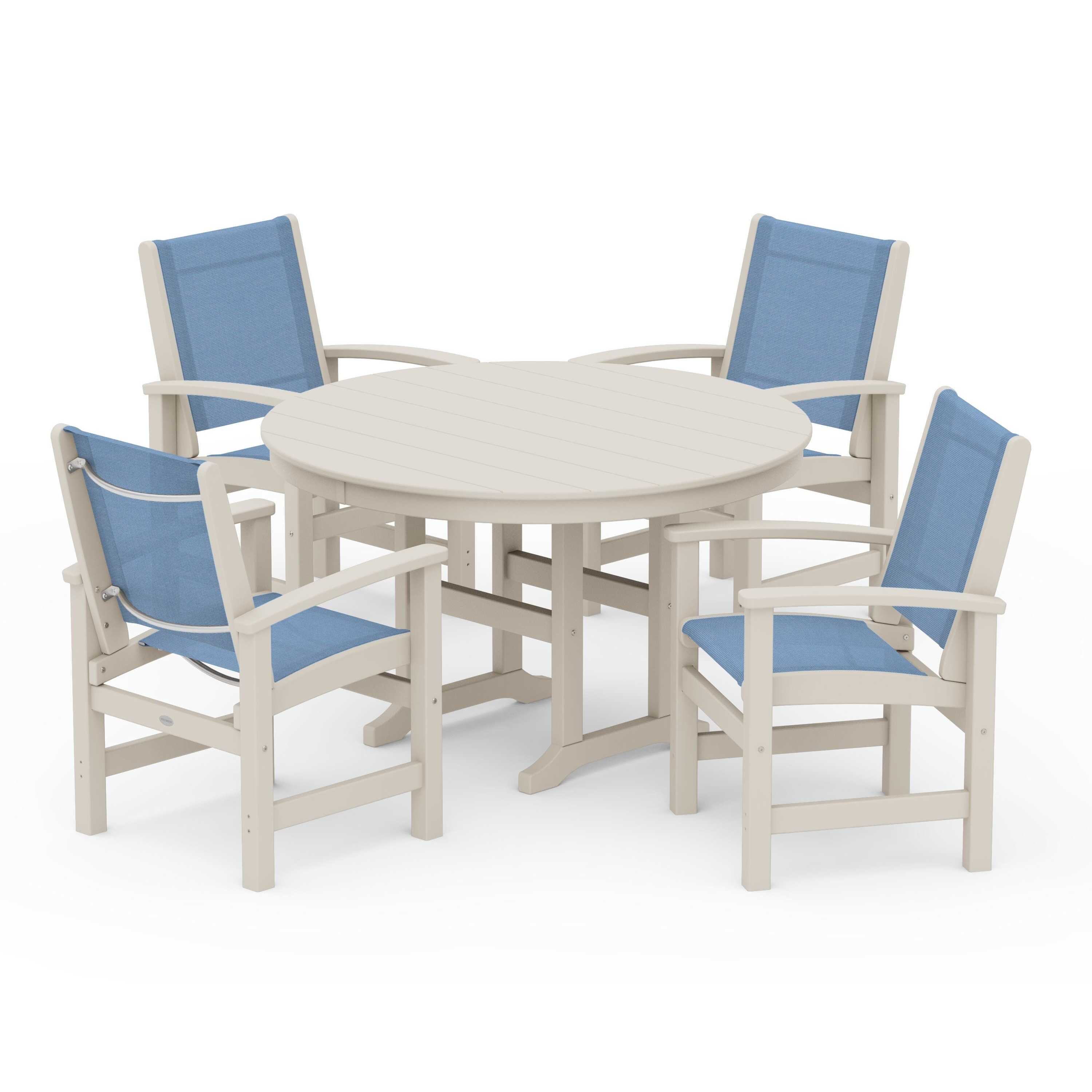 Coastal 5-Piece Round Farmhouse Dining Set