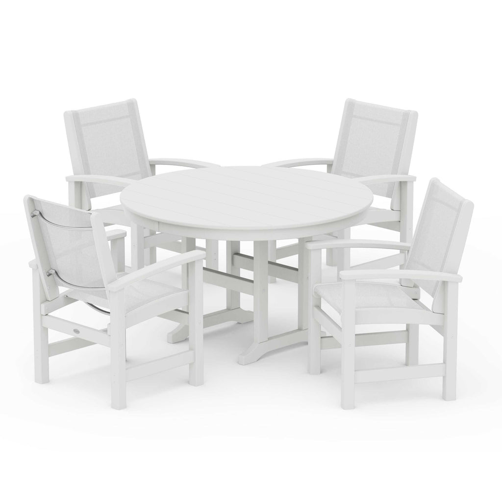 Coastal 5-Piece Round Farmhouse Dining Set
