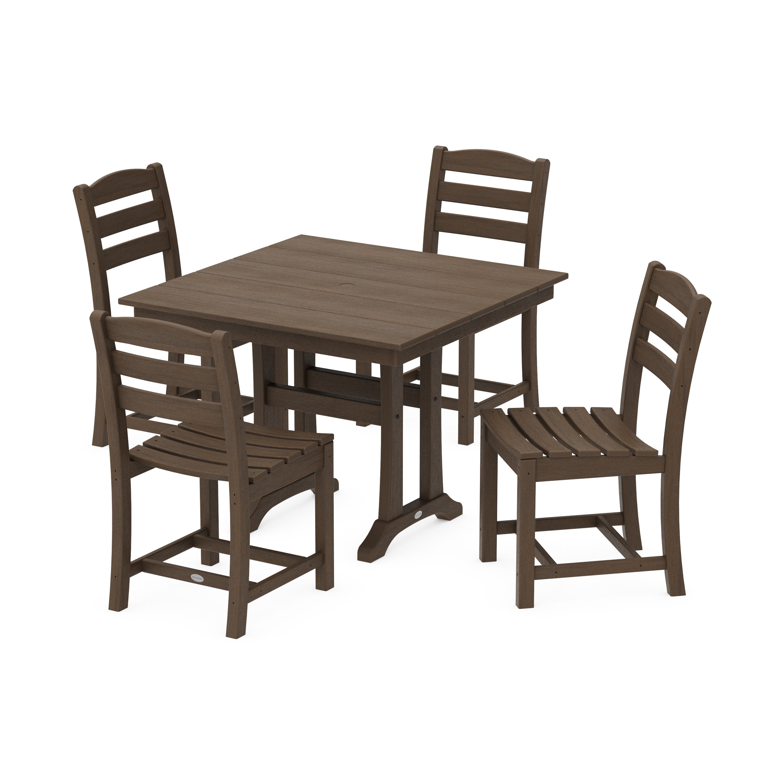 La Casa Café 5-Piece Farmhouse Trestle Side Chair Dining Set