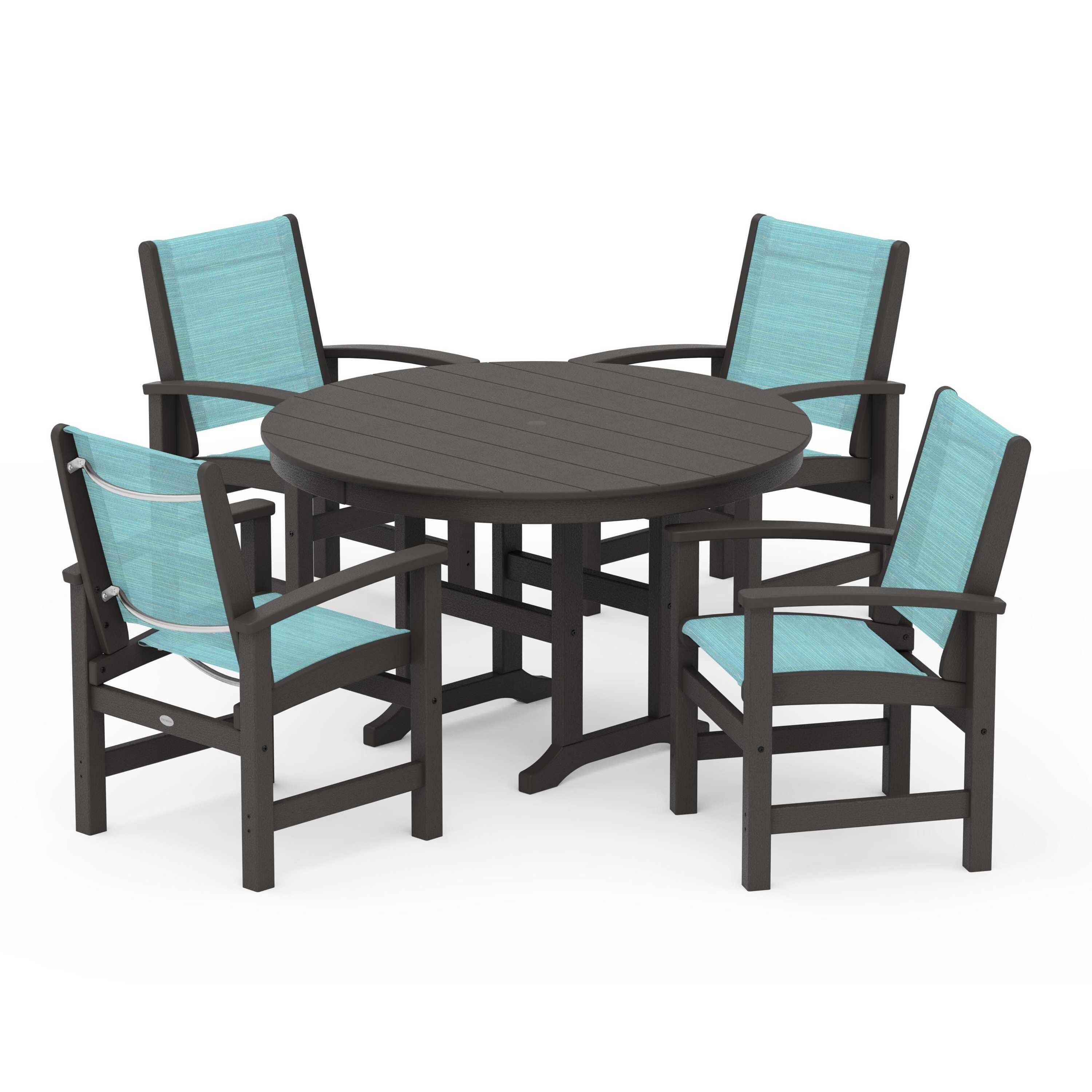 Coastal 5-Piece Round Farmhouse Dining Set
