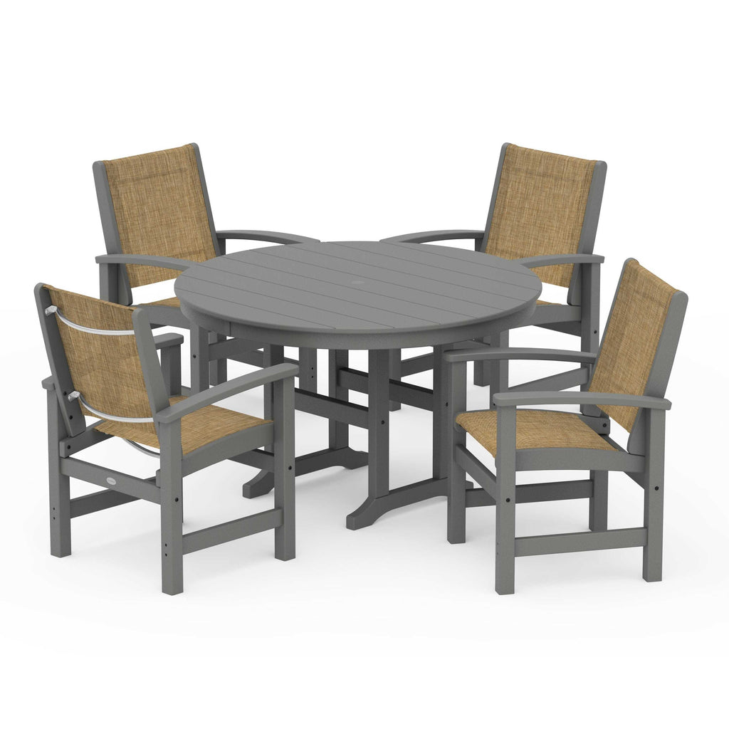 Coastal 5-Piece Round Farmhouse Dining Set