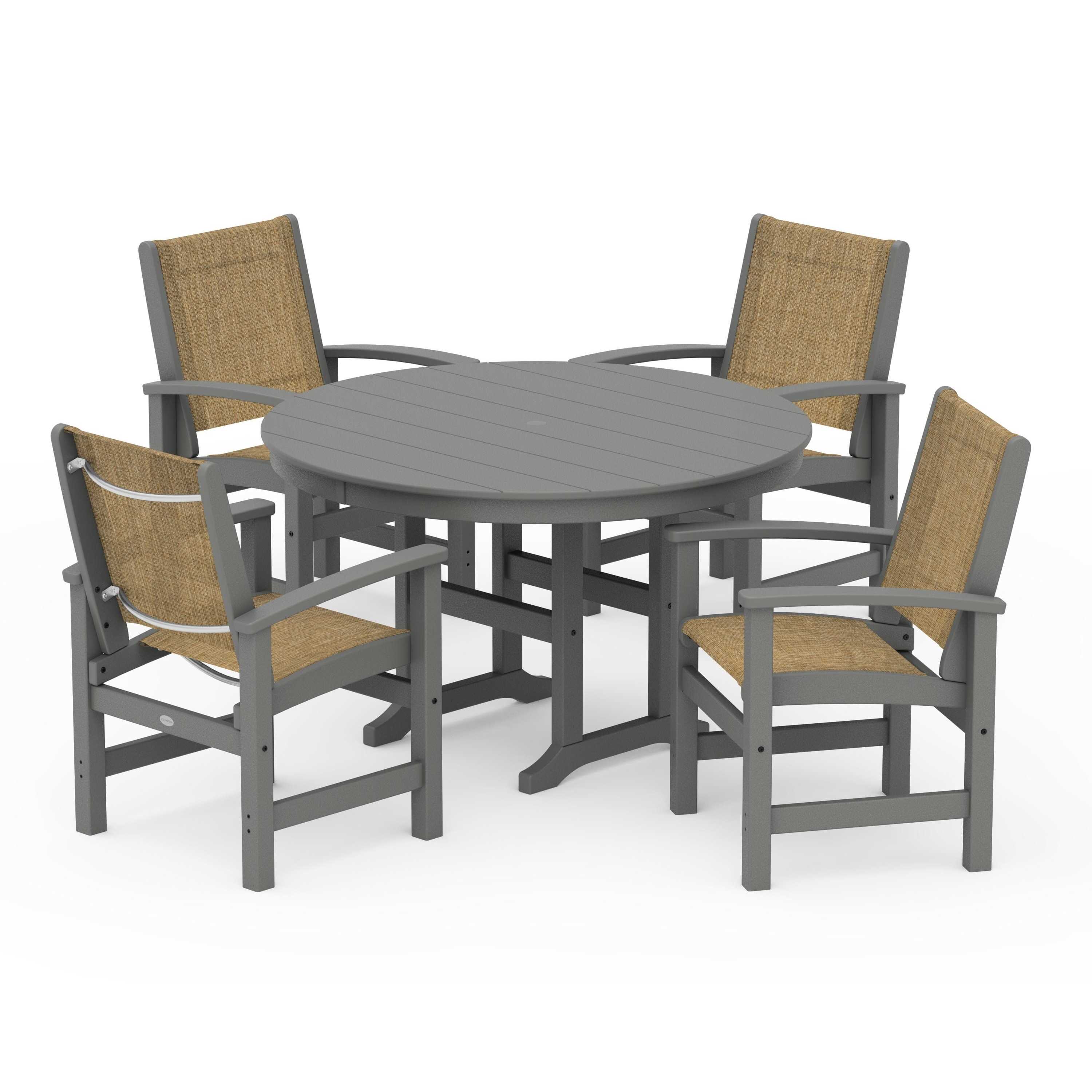 Coastal 5-Piece Round Farmhouse Dining Set
