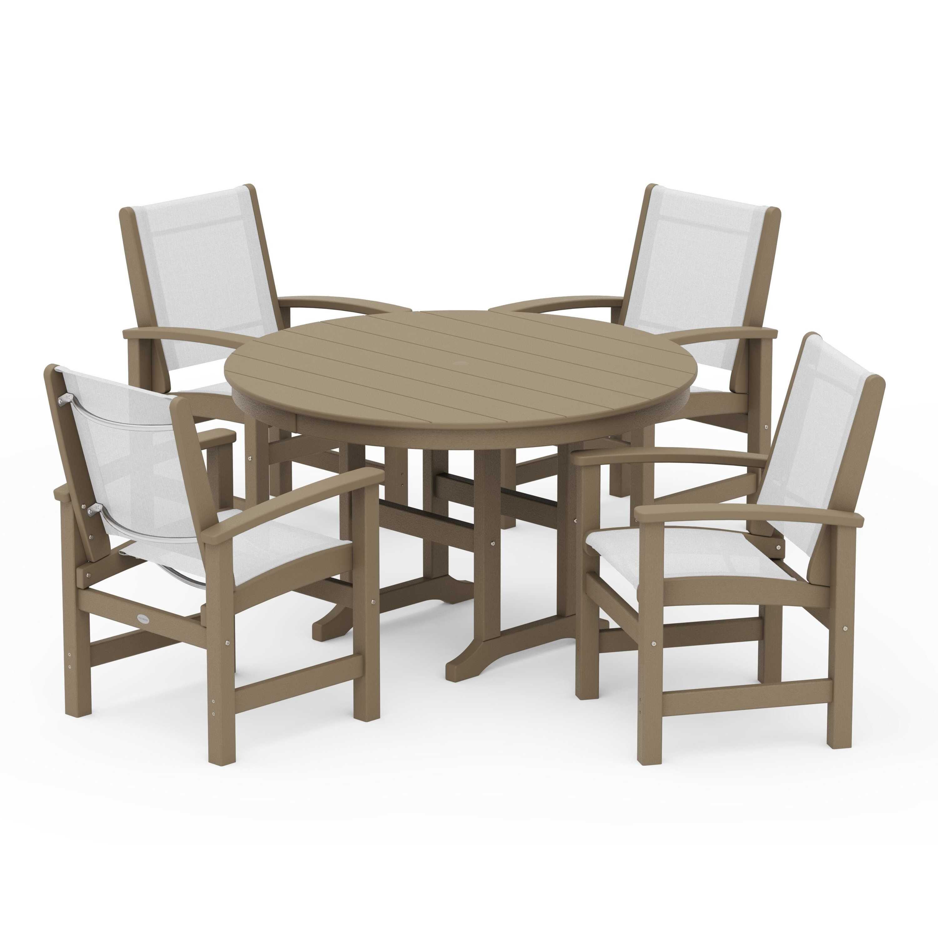 Coastal 5-Piece Round Farmhouse Dining Set