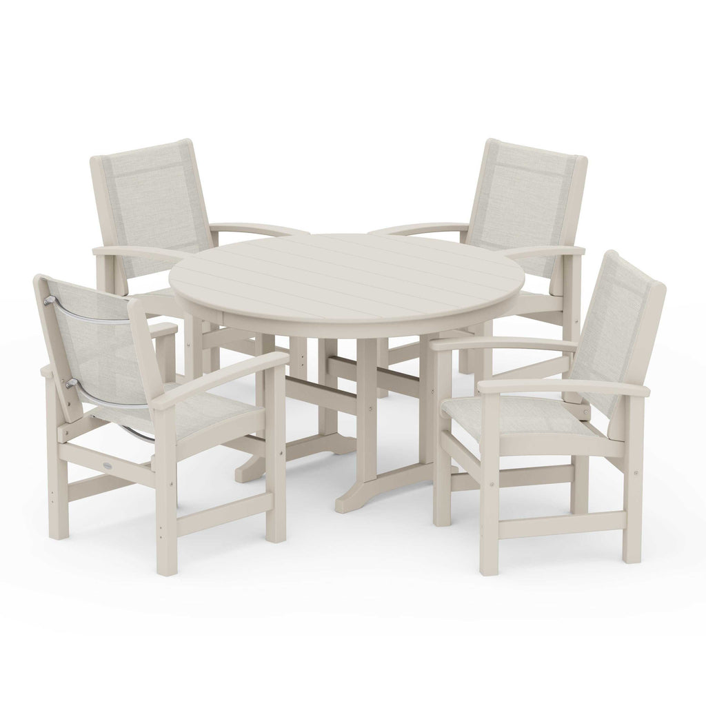 Coastal 5-Piece Round Farmhouse Dining Set