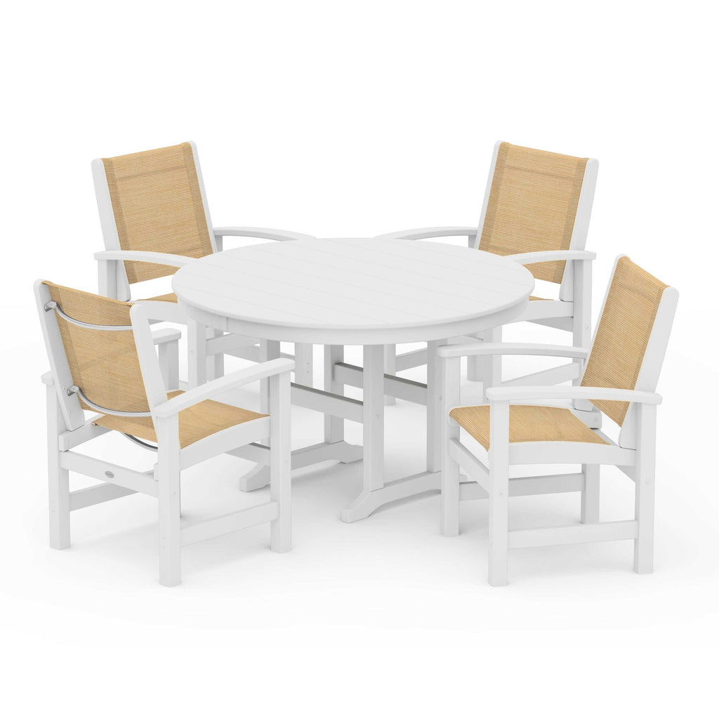 Coastal 5-Piece Round Farmhouse Dining Set