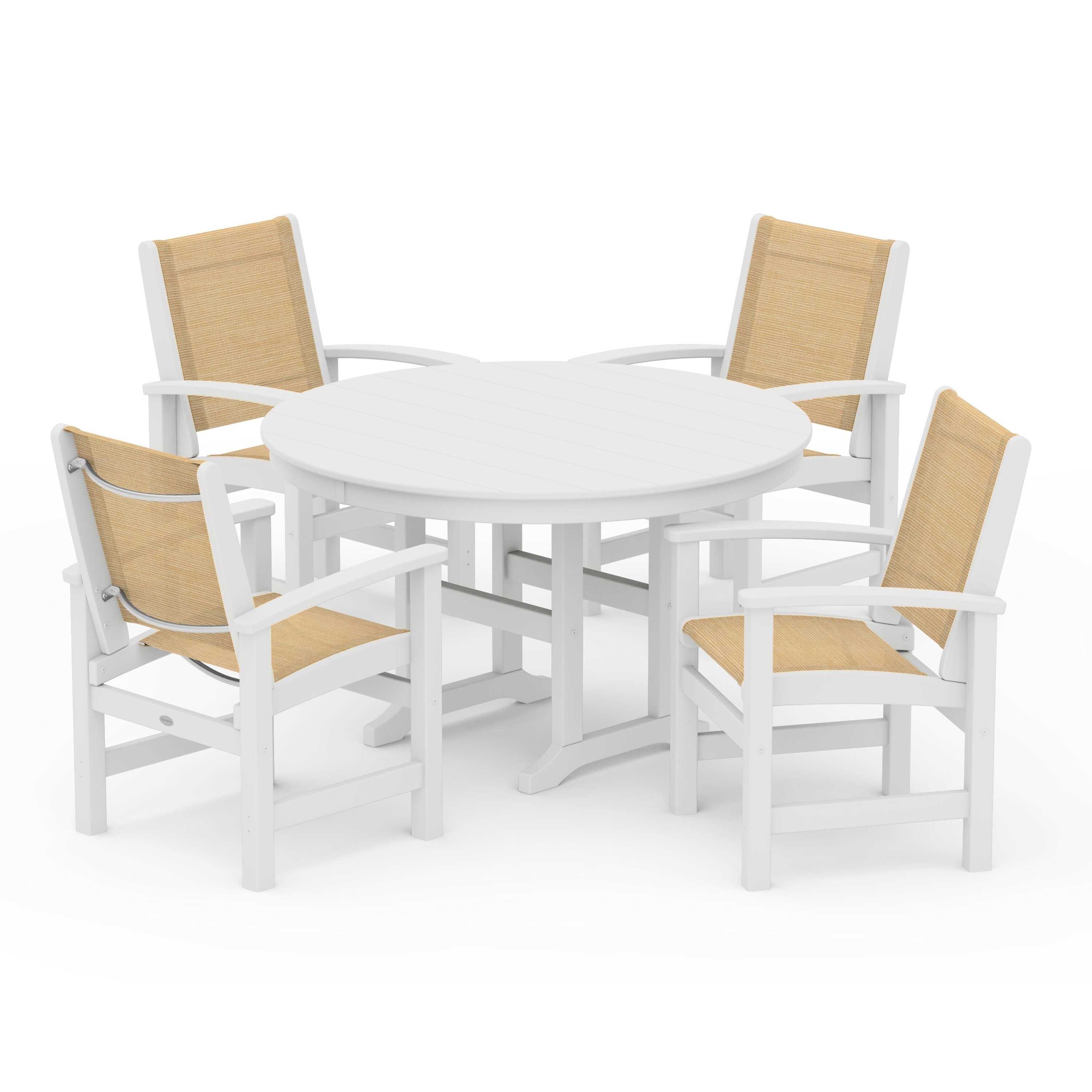 Coastal 5-Piece Round Farmhouse Dining Set