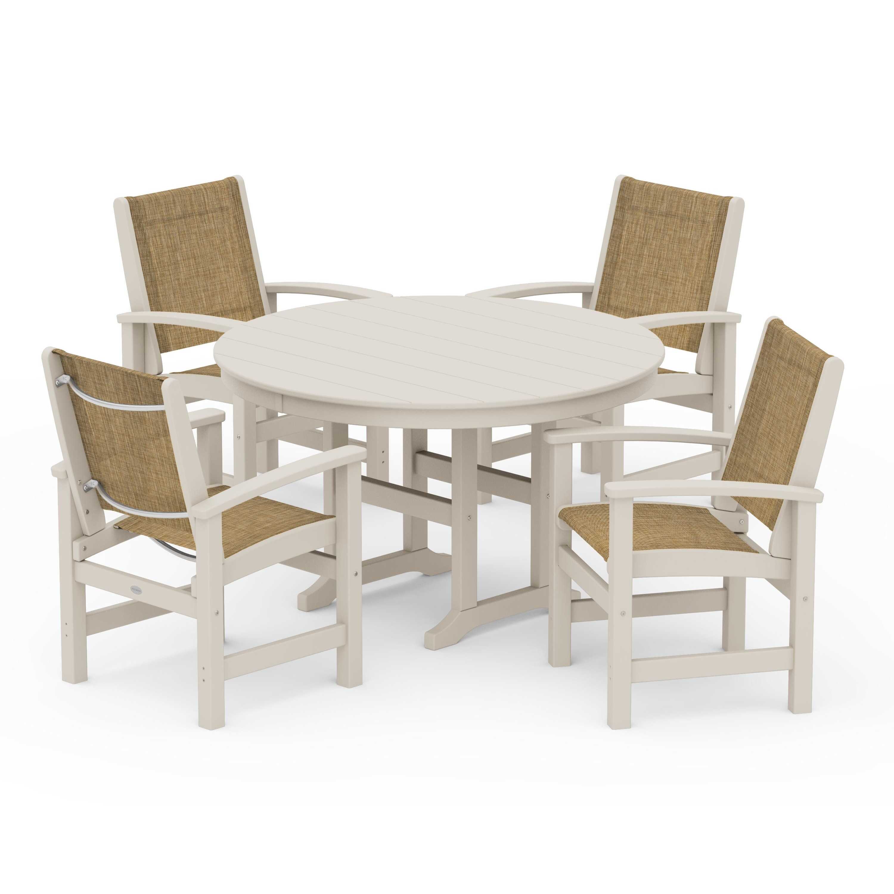 Coastal 5-Piece Round Farmhouse Dining Set