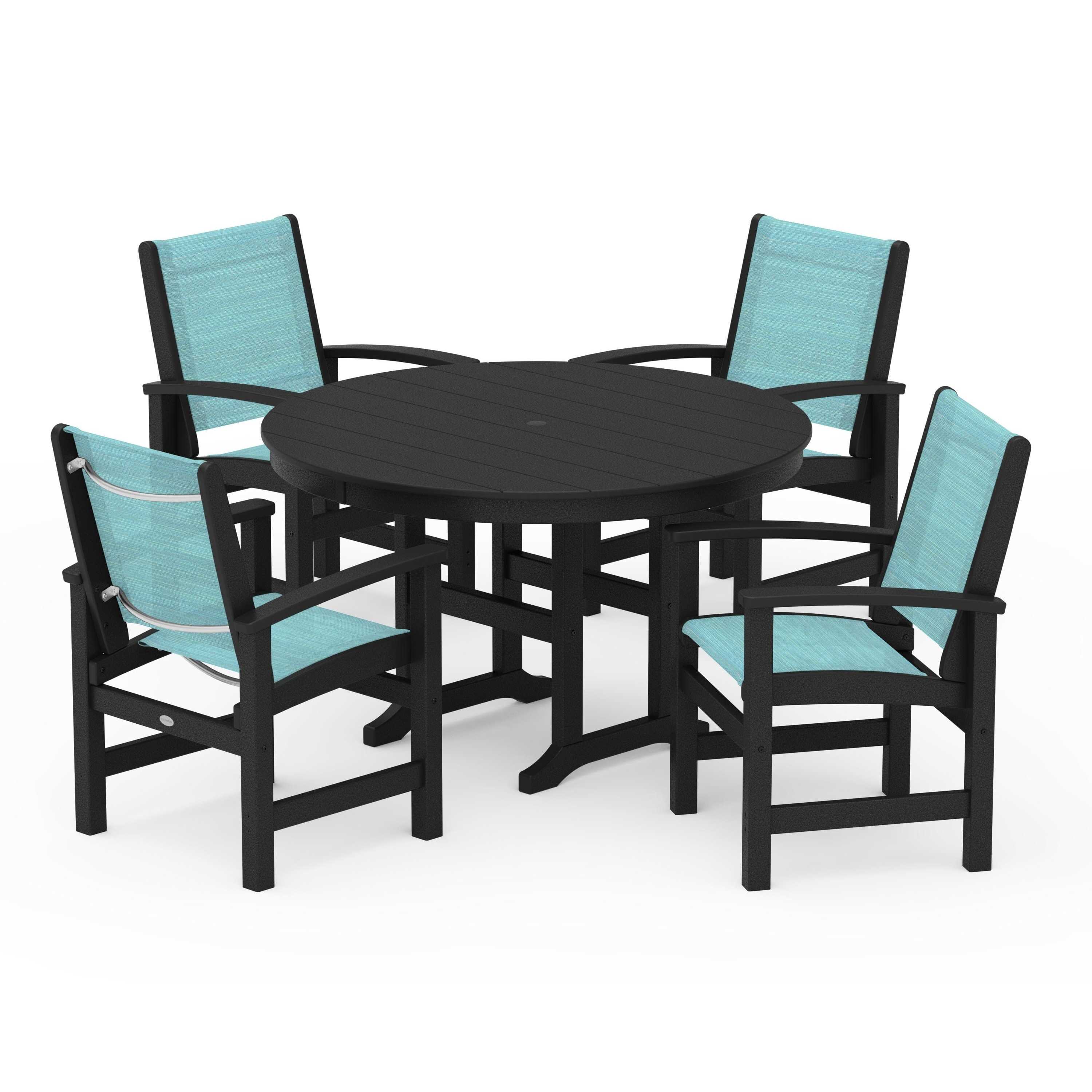 Coastal 5-Piece Round Farmhouse Dining Set