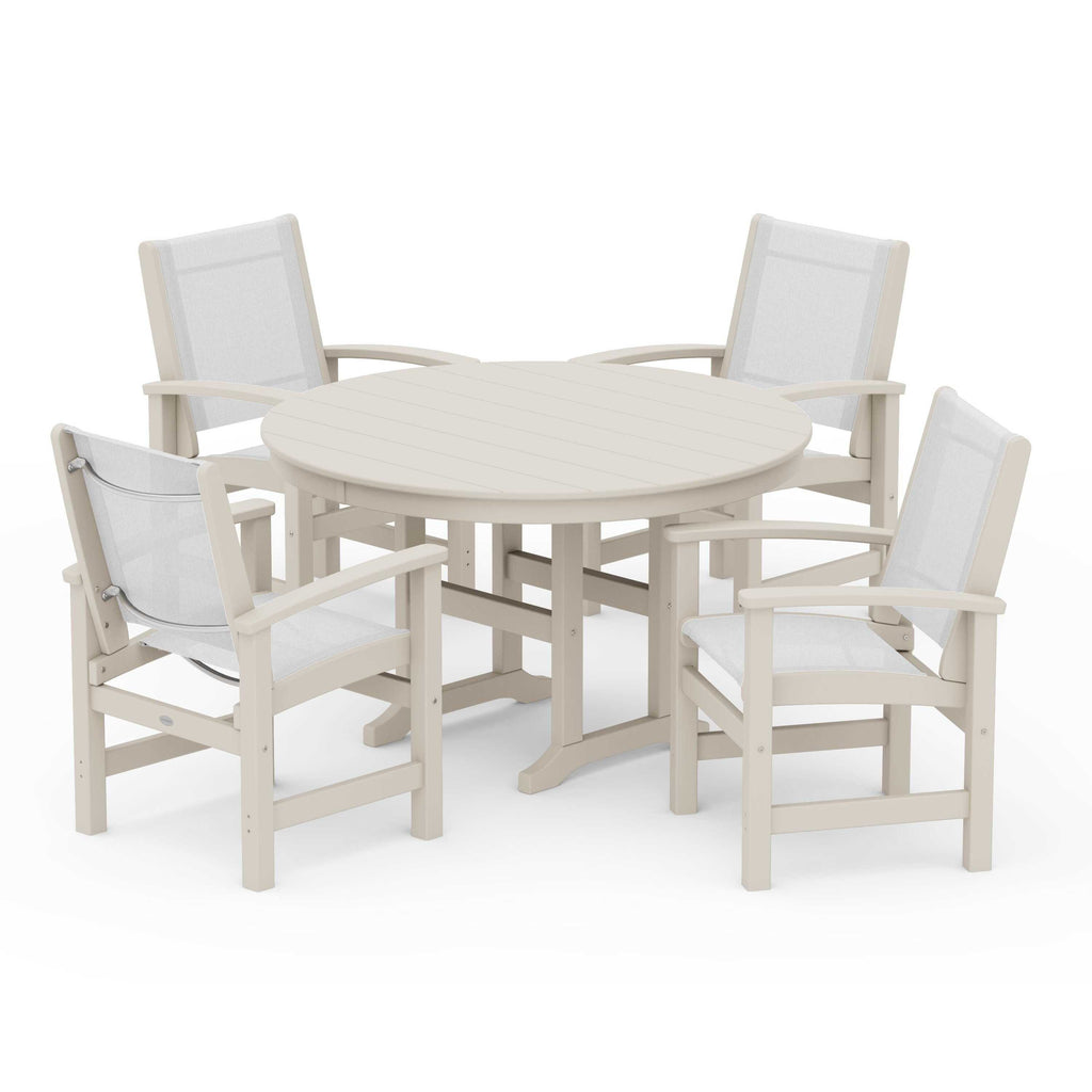 Coastal 5-Piece Round Farmhouse Dining Set