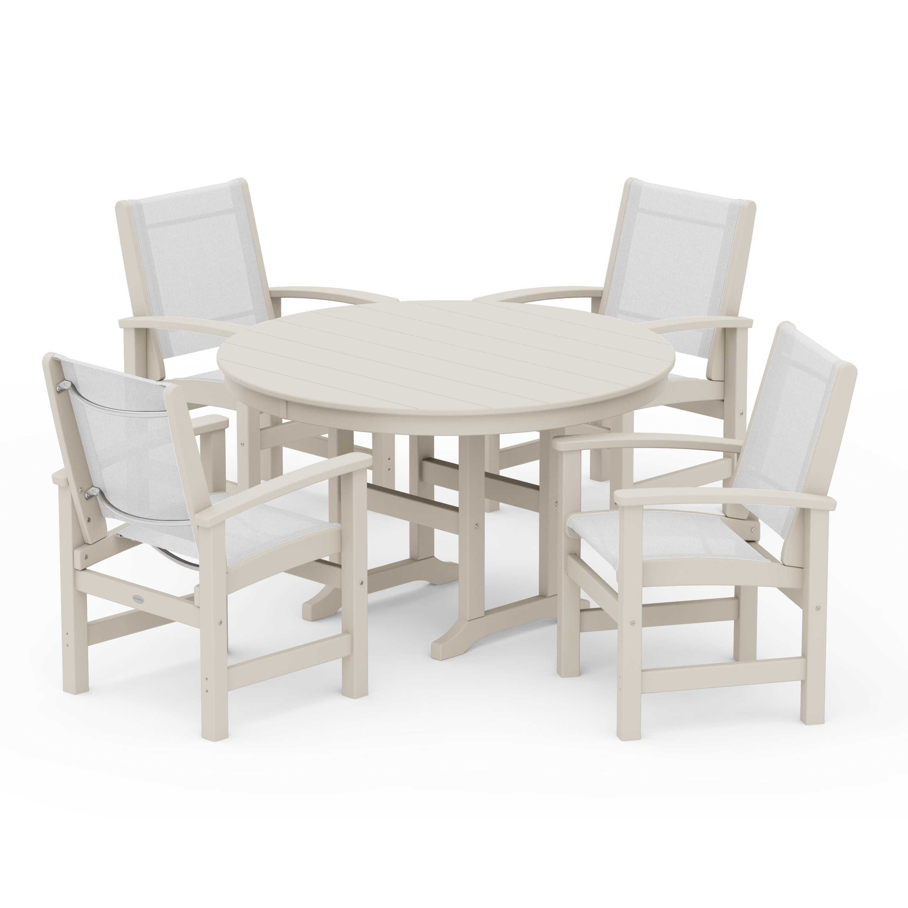 Coastal 5-Piece Round Farmhouse Dining Set