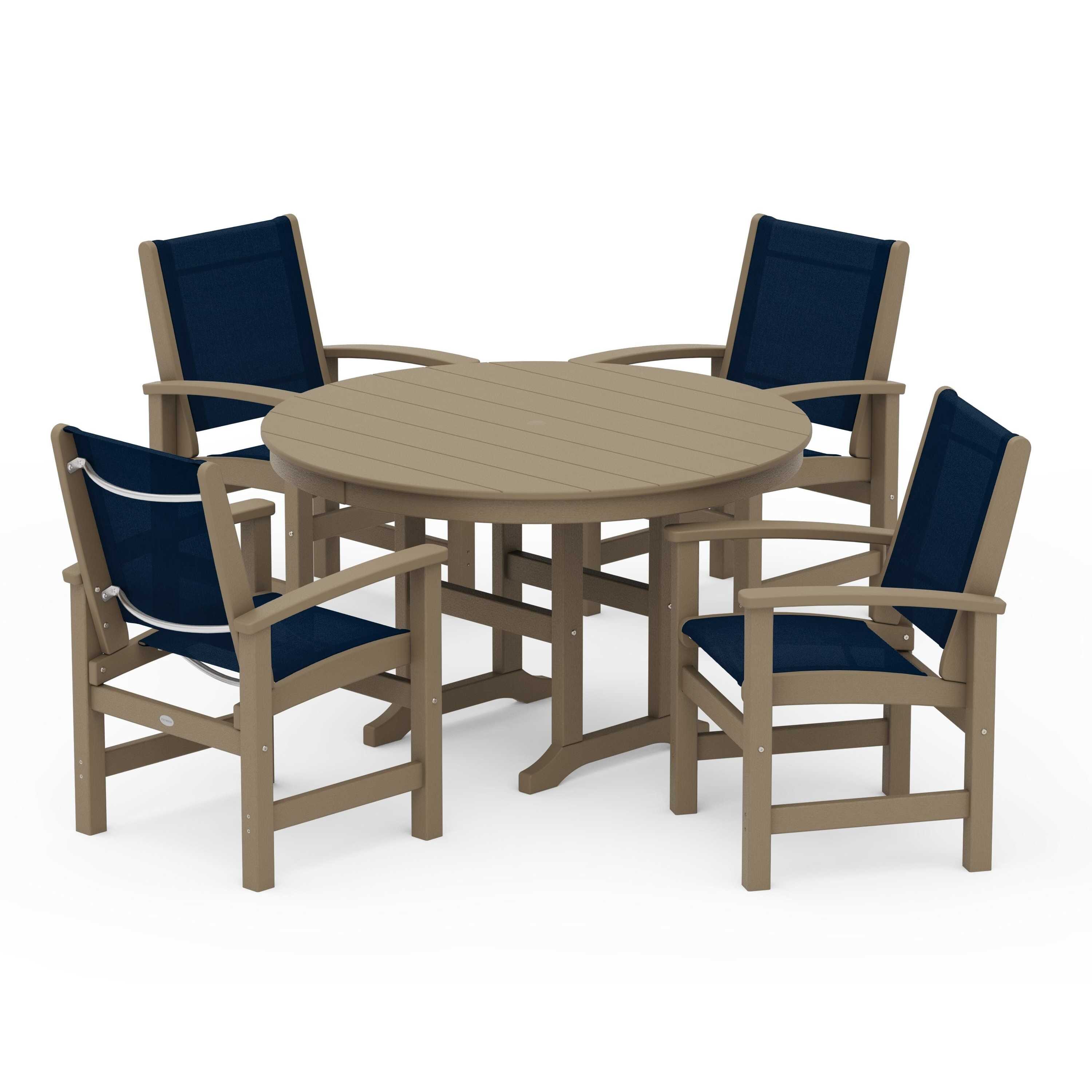 Coastal 5-Piece Round Farmhouse Dining Set