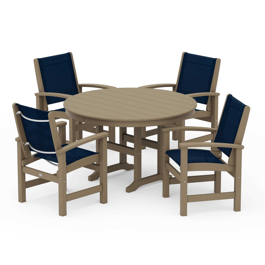 Coastal 5-Piece Round Farmhouse Dining Set