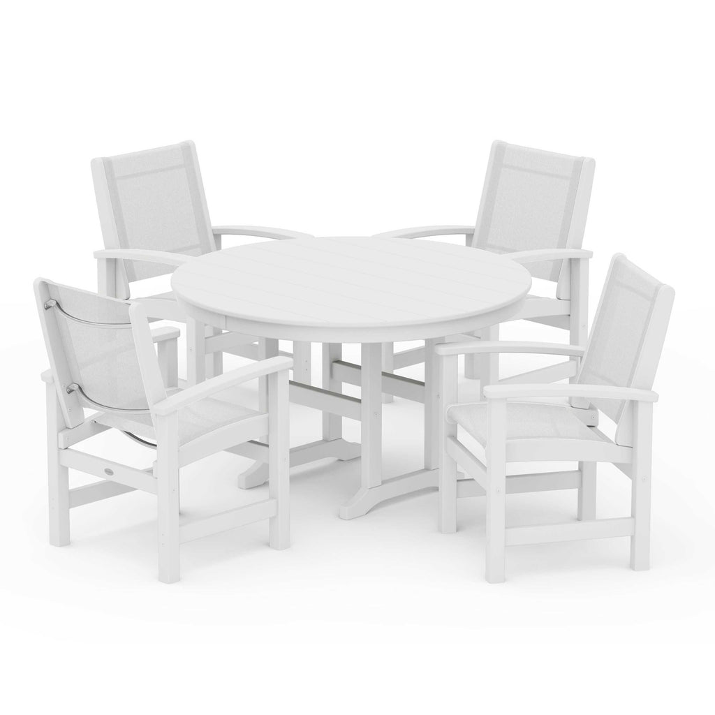 Coastal 5-Piece Round Farmhouse Dining Set