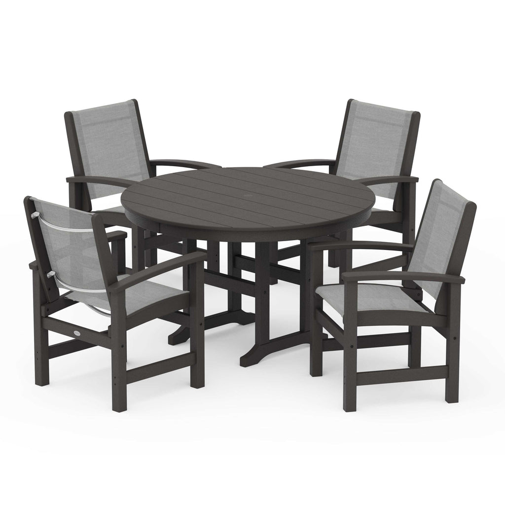 Coastal 5-Piece Round Farmhouse Dining Set