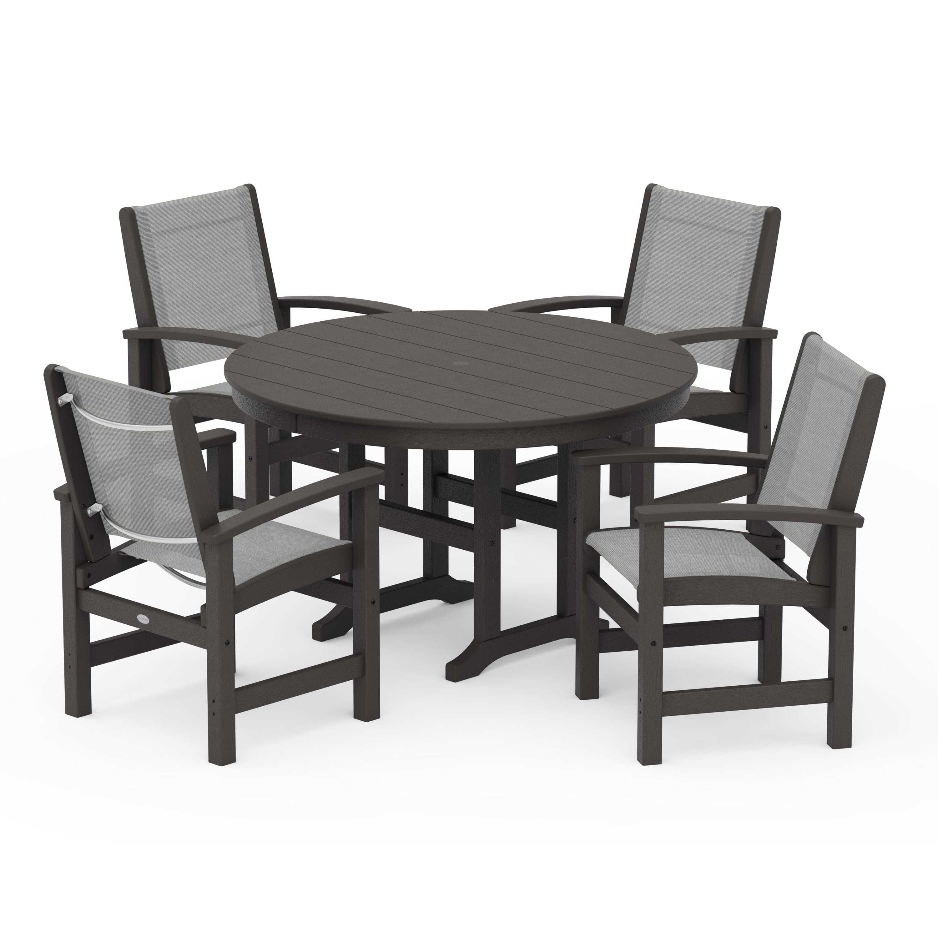 Coastal 5-Piece Round Farmhouse Dining Set