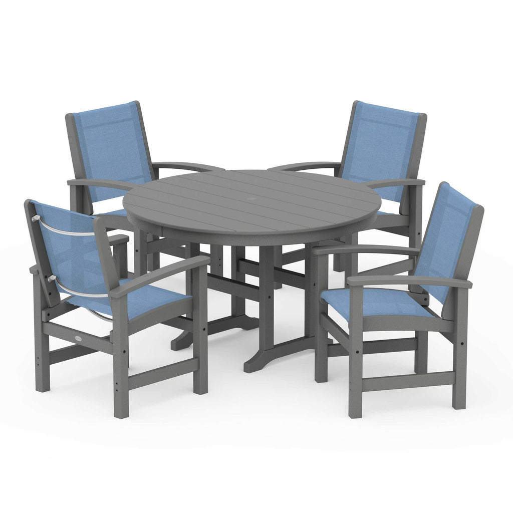 Coastal 5-Piece Round Farmhouse Dining Set