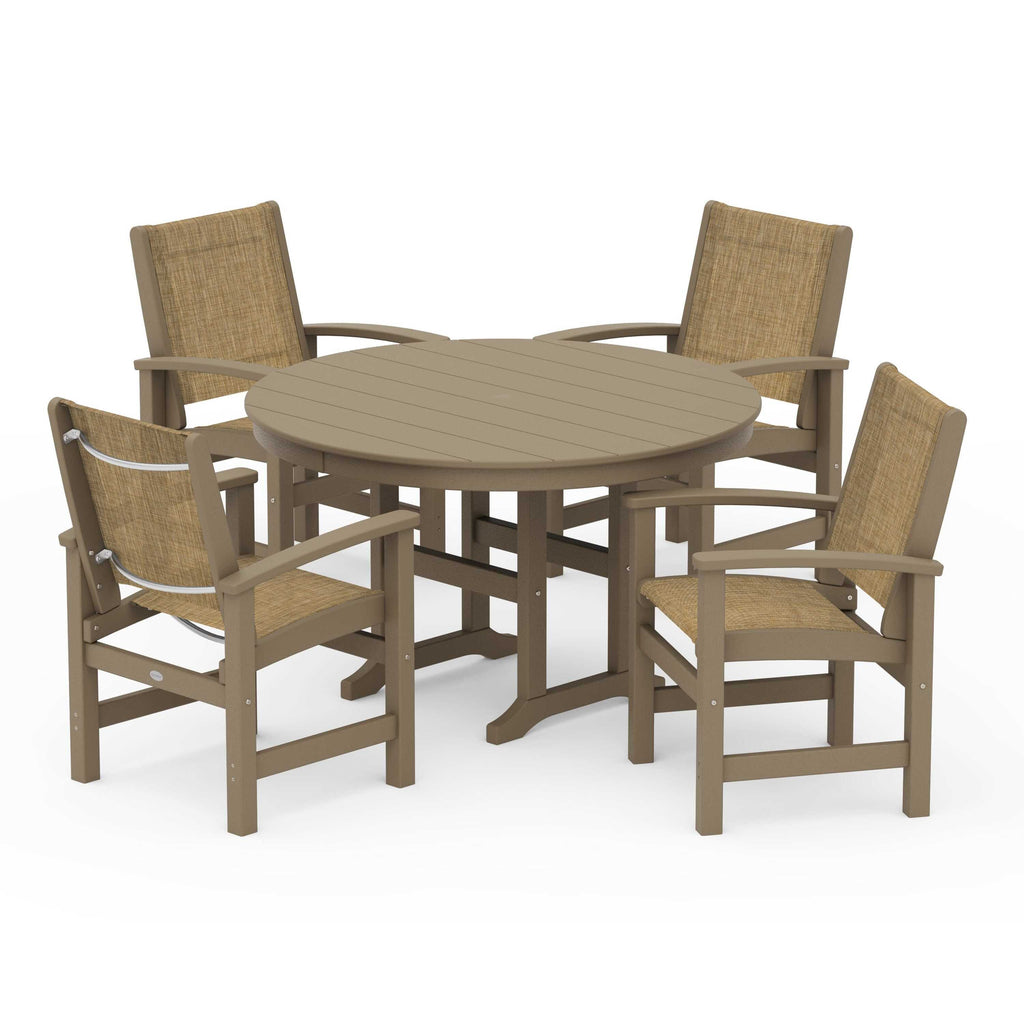 Coastal 5-Piece Round Farmhouse Dining Set