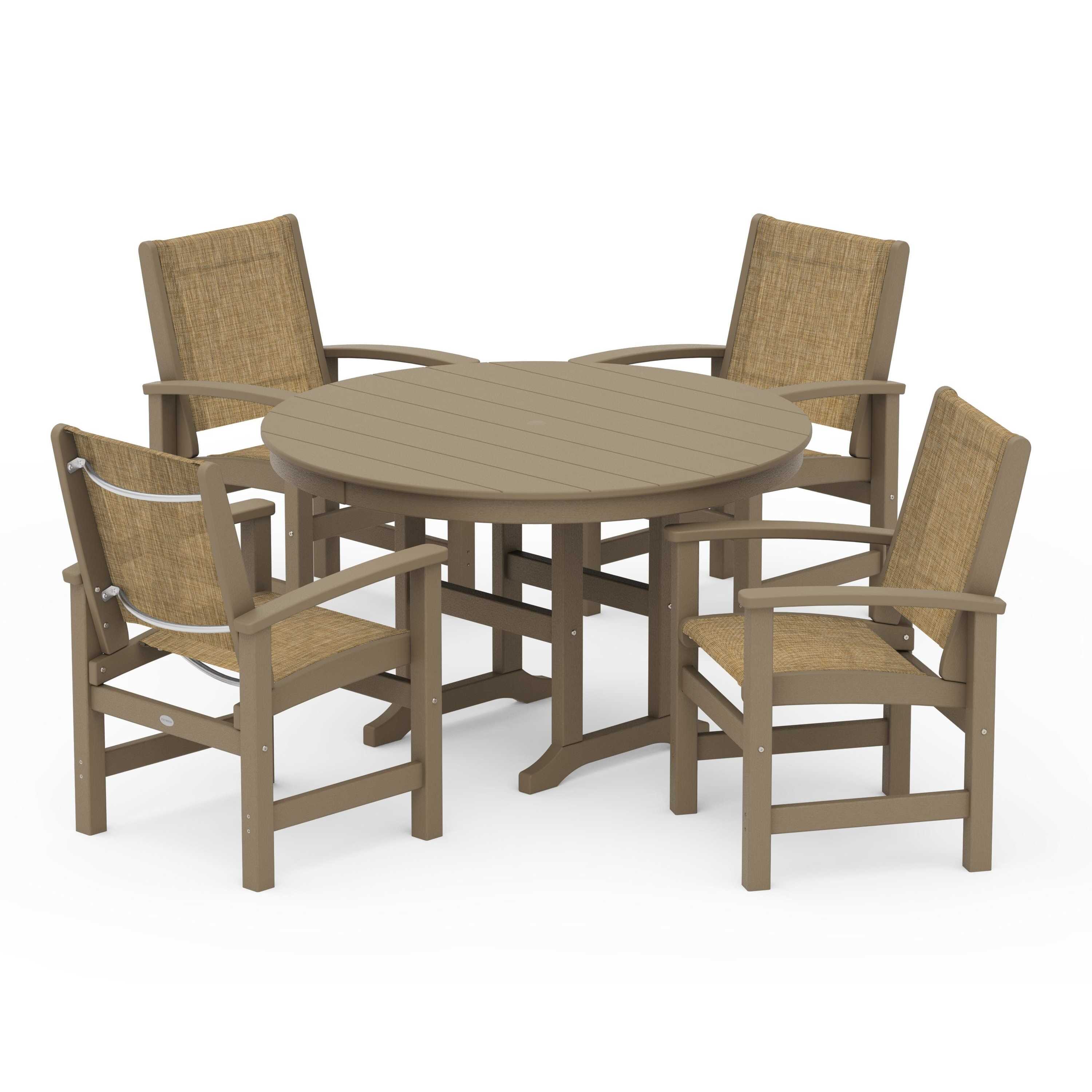 Coastal 5-Piece Round Farmhouse Dining Set
